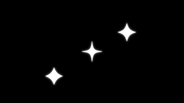 Blinking cartoon stars, Glow twinkle star movement timeline, energy explosion video, twinkling star motion graphics effects for 2d cartoon animation, Twinkling star motion graphics black background.