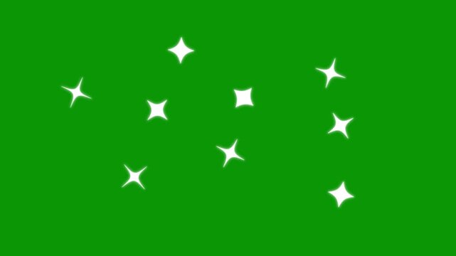 Shine twinkle star magic, sparkling&nbsp;twinkle stars, Twinkle star lights, blinking stars light motion, flat vector blinking shining light twinkling effect glowing on transparent green screen background
