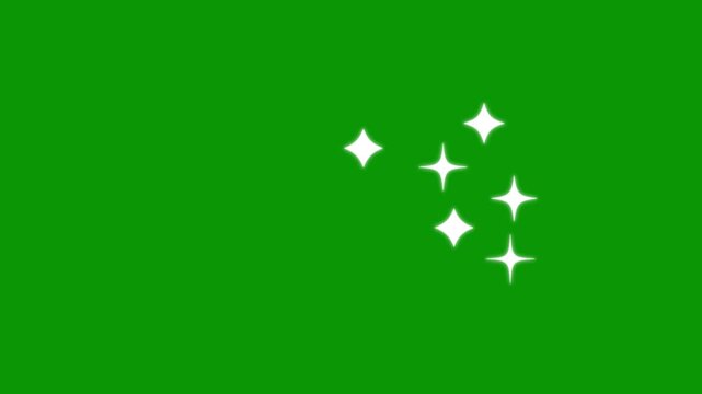 Star sparkle vector doodles, shiny glowing star animation, Shiny glowing twinkle stars sparkle animation, blinking cartoon stars, glowing light effect, retro shine movement green screen background.