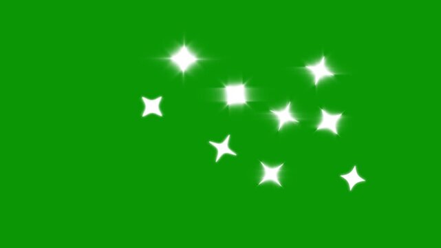 Twinkle star lights, sparkling&nbsp;glitter stars, shine twinkle star magic, blinking stars light motion, flat vector blinking shining light twinkling effect glowing on transparent green screen background