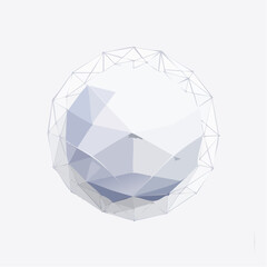 3D Sphere with Polygonal Geometric Facets Rendered in Studio