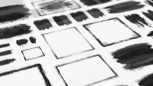 Hand drawing black brush stroke on white paper with marker