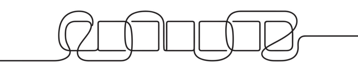Obraz premium Stylized black line forms a series of connected rectangular shapes, representing a system, pathway, or an abstract data flow visualization.