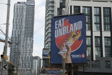 Obraz premium Tahini's restaurant road side billboard advertising sign, Toronto