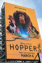 Naklejka premium large scale digital billboard at Sankofa Square featuring Disney Pixar entertainment, Toronto