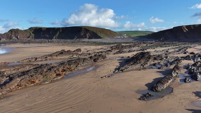 Northcott Mouth large beach seen at low tide