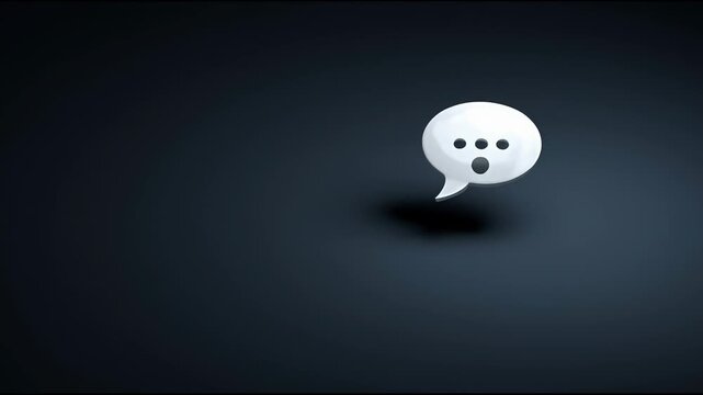 Speech bubble icons show various expressions in a dark area. The bubbles change over time, indicating different emotions and thoughts.