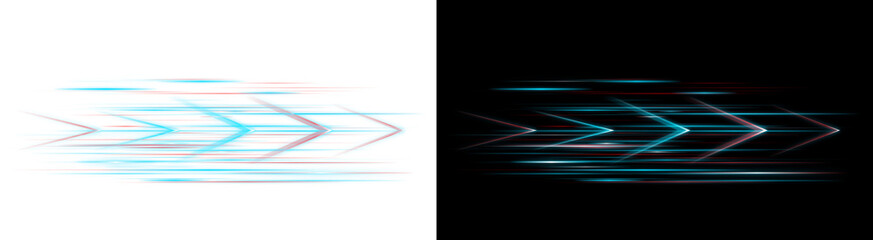 Fototapeta premium PNG image of&nbsp;Abstract neon light streaks forming directional arrows signify rapid motion and technological progress on transparent background