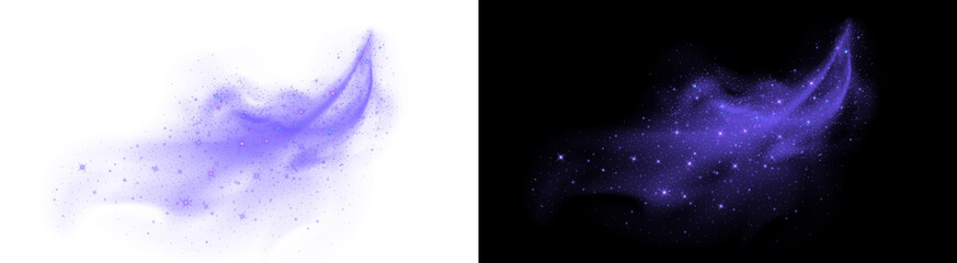PNG image of Swirling mystical vibrant purple galaxy dust trail sparkling with magic light effects on transparent background © towsif