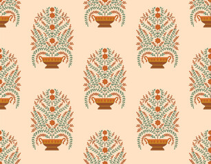 Traditional botanical floral  pattern. Vintage floral block print. botanical, textile, seamless pattern. © Design 35