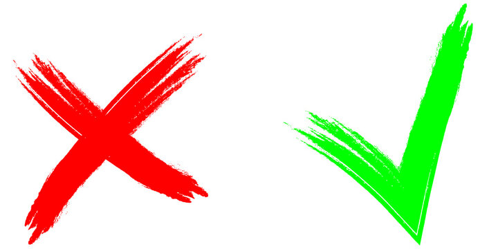 Ic&ocirc;nes Check et Croix Rouge &ndash; Symbole Validation et Refus &ndash; Illustration PNG Haute Qualit&eacute; sur Fond Transparent
