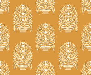 Traditional botanical floral  pattern. Vintage floral block print. botanical, textile, seamless pattern. © Design 35