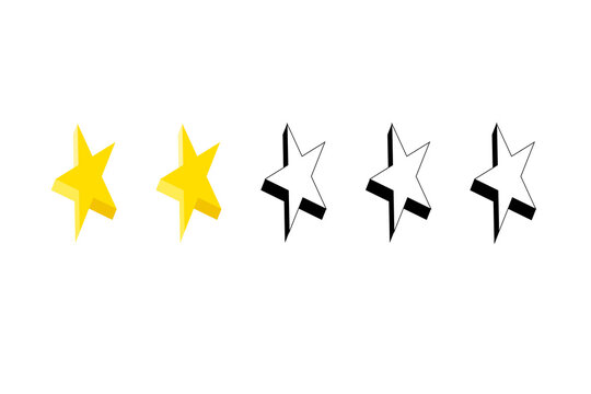 Ic&ocirc;nes d&rsquo;&eacute;toiles jaunes &ndash; notation deux sur cinq sur fond transparent