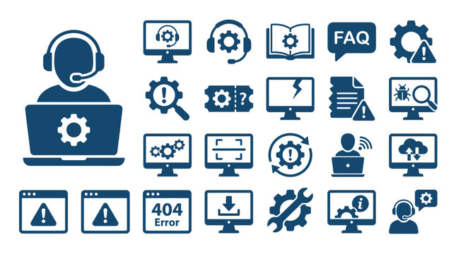 Tech Support and Error Icons Set