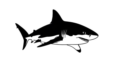 Obraz premium Black and white shark illustration.