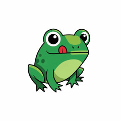 Obraz premium Cute Green Frog Cartoon Character with Tongue Out.