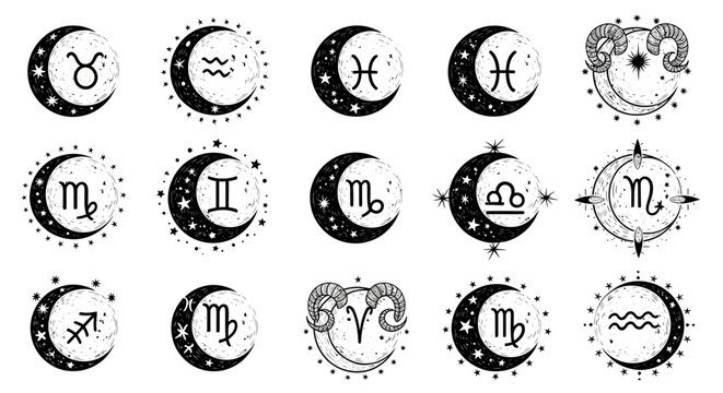 Vector set of numbers and symbols featuring round web icons and clock signs for business internet design