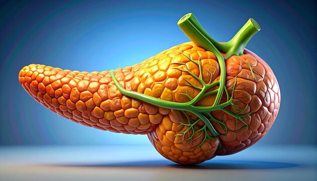 Detailed Pancreas Illustration - Anatomy and Functionality Depicted.