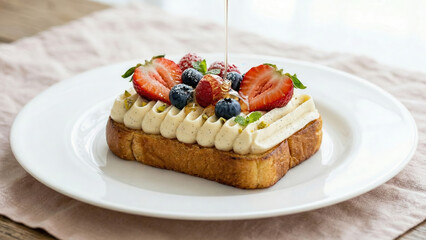 Gourmet Toasts, Sandwiches, and Burgers - Berry cream toast on white plate