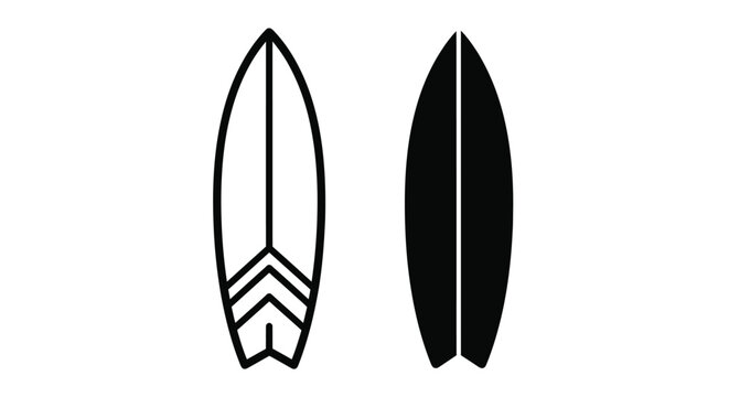 Two surfboard outlines one white and one black shown as a silhouette