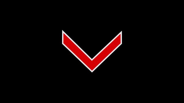 Neon red arrow symbol blinking on black background for digital direction and user interface design