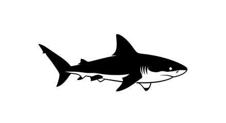 Obraz premium Black silhouette of a shark swimming.