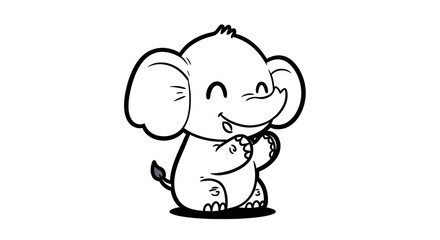 Fototapeta premium Cute cartoon elephant with a smile.
