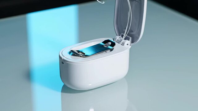 Sleek electronic oral care device in its charging case symbolizing advanced dental hygiene technology and daily wellness.
