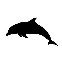 Fototapeta premium Black silhouette of a dolphin swimming.