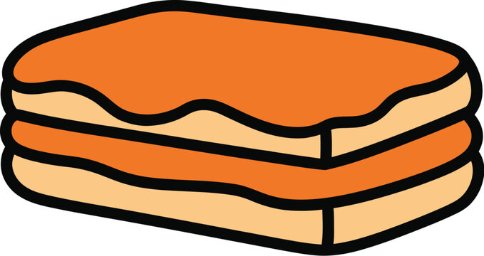 Orange tompouce pastry icon in flat vector style