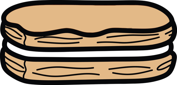 Orange tompouce pastry icon in flat vector style