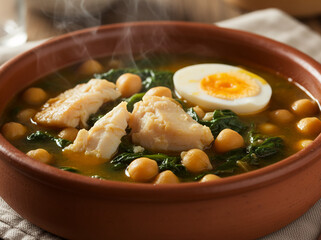 Potaje de Vigilia Spanish Cod Chickpea Stew Close Up