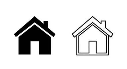 Fototapeta premium Minimalist house icon set, modern home symbols, simple house outline design Vector