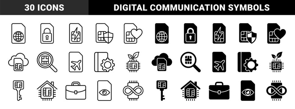 Hybrid Sim Card Symbols Merging Connectivity Icons with Mobile Security Data Management Travel Communication and Sustainable Technology Concepts