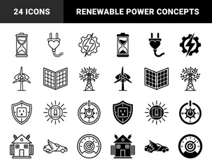 Obraz premium Sustainable energy hybrid conceptual symbols featuring power grid integration wind turbine vision solar panel technology and electric vehicle mobility