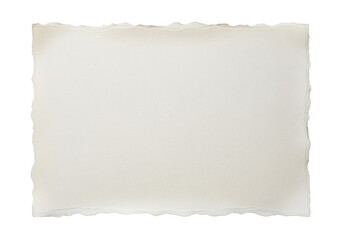 Obraz premium Torn paper texture background with rough deckle edges, clean copy space for menu text and price list layouts, stationery mockup for scrapbook pages, craft notes and printed materials