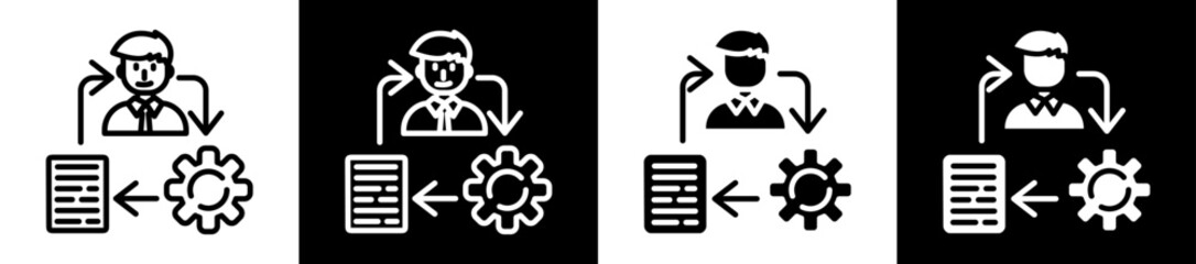 Process Icon In Flat Version On Black And White Background