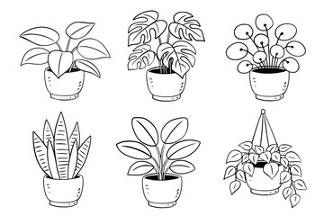 Hand-drawn set of plants doodles. © Lucila Naves