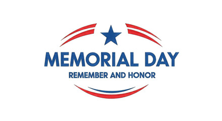 Memorial day logo with star and text isolated on transparent background