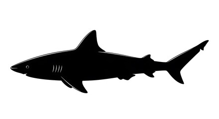 Obraz premium Black silhouette of a shark swimming.
