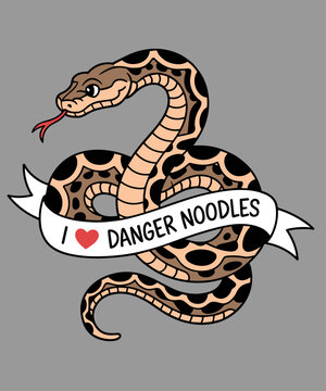 I Love Danger Noodles Funny and Cute Ball Python Snake