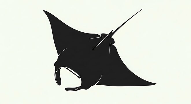 Black silhouette of a manta ray.