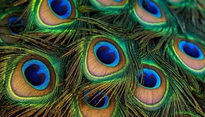 Intricate Peacock Feather Pattern - A Symphony of Colors and Textures.