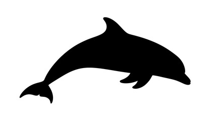 Obraz premium Black silhouette of a dolphin jumping.