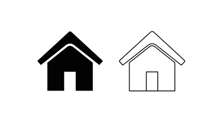 Minimalist house icon set, simple home symbol, clean architecture sign, modern dwelling Vector