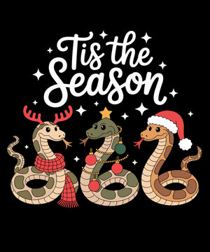 Tis The Season Ball Python Snake Christmas Santa