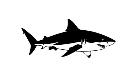 Obraz premium Black silhouette of a shark swimming.