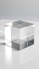 Fototapeta premium Shiny metal cube with reflective surface