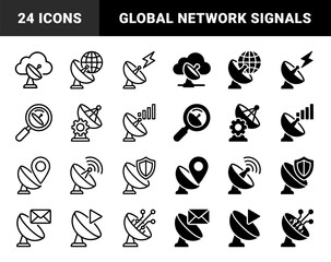 Fototapeta premium Satellite dish communication symbols merging parabolic antennas with cloud computing global network data signals and security shield metaphors in hybrid style