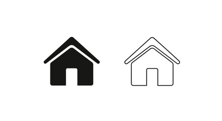 Minimalist house icon design, simple home symbol, black and white house illustration Vector